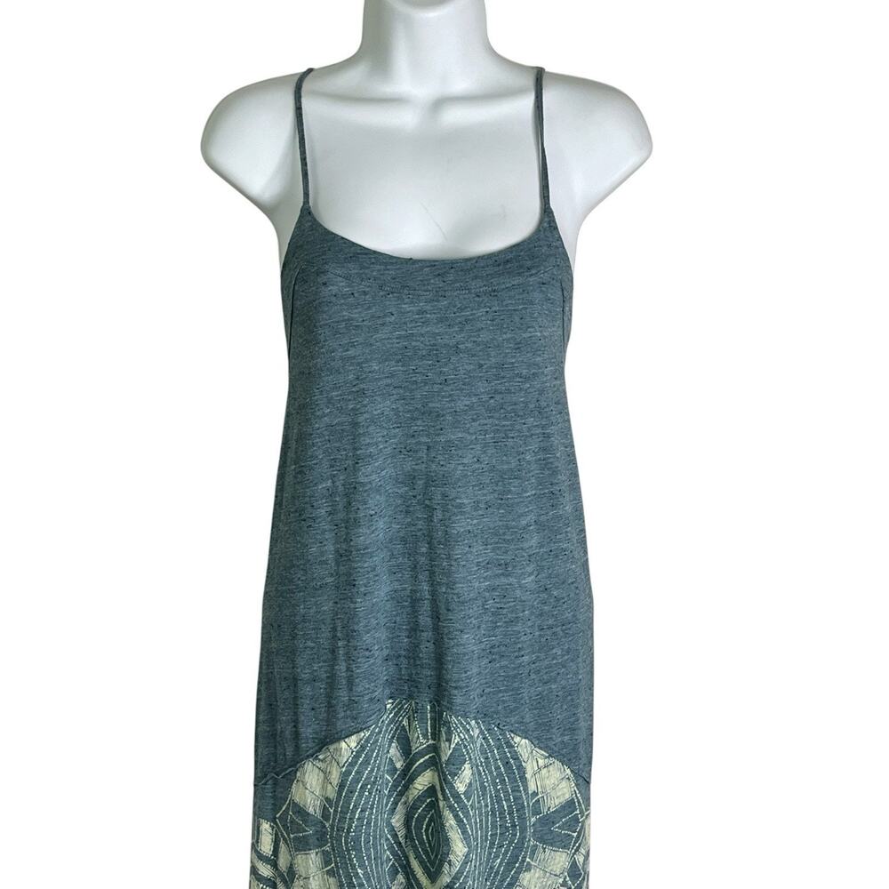 We The Free People Maxi Dress S/P Teal Tribal Print Adjustable Straps Boho - Picture 6 of 14